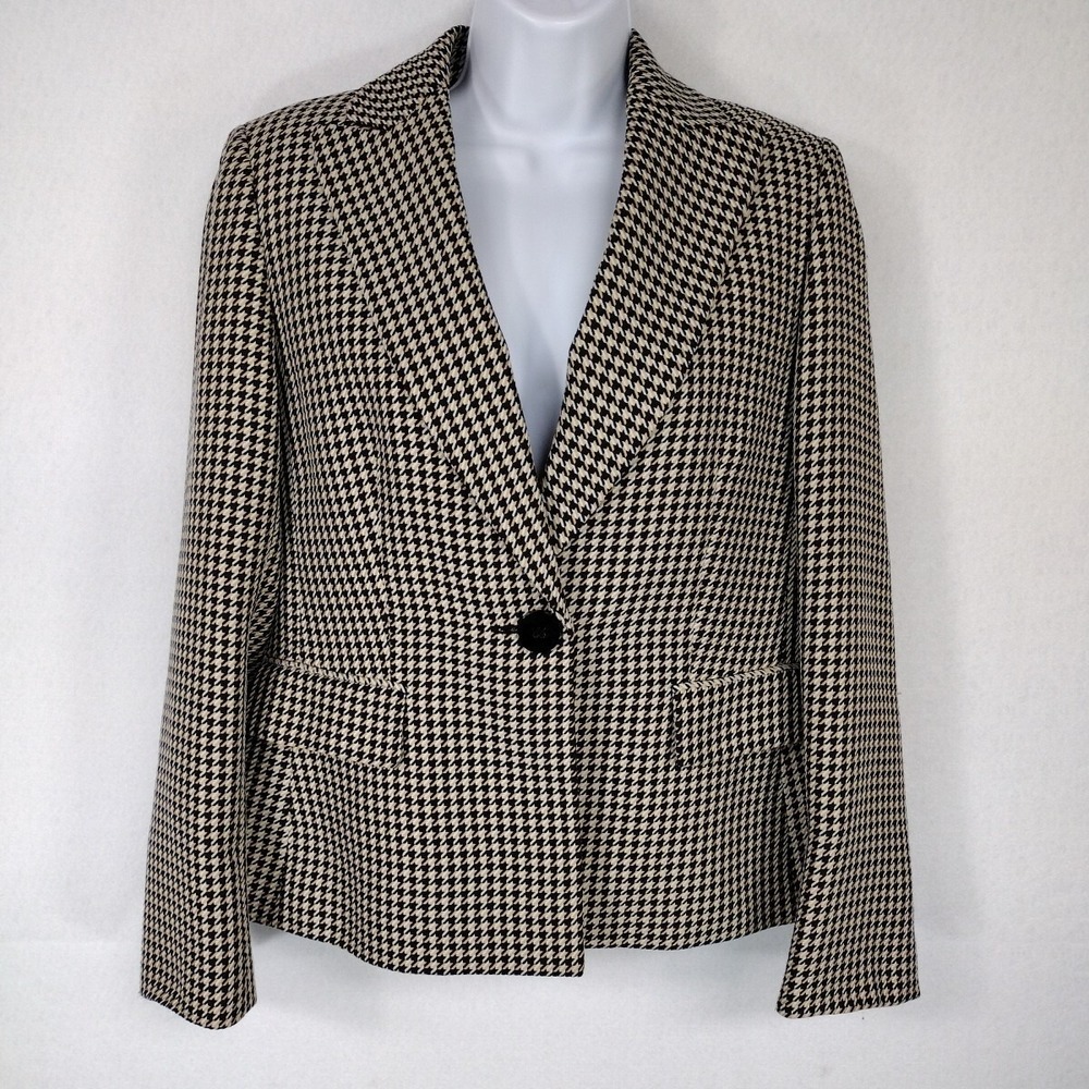 Jones Wear Womens 8 Blazer Houndstooth Dark Academia Professional Career